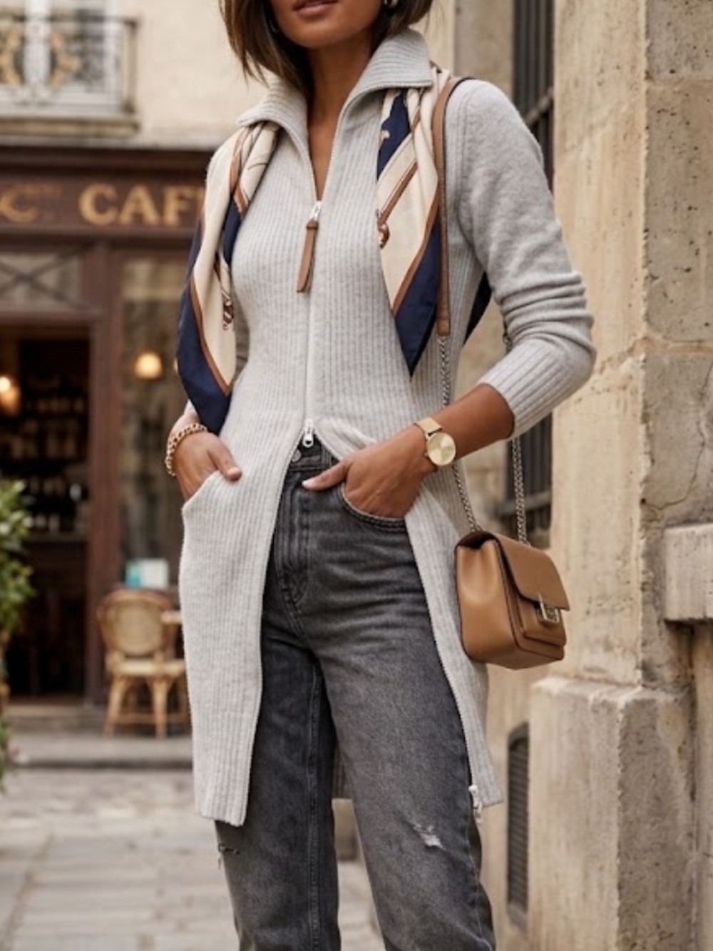 Vintage Y2K Gray Angora /lambs wool Moto Collar Sweater Dress Coquette Grunge M